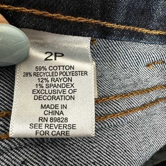 LOGO by Lori Goldstein Petite Shadow Patch Boyfriend Jeans Cropped Size 2P Boho - Picture 8 of 11